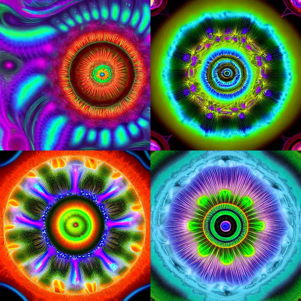 Prompt: an organic passionflower eyeball fractal construction made of psychedelic LSD DMT open eye visuals, Shpongle, unreal engine cinema4d