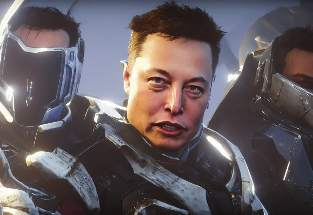 Image similar to elon musk in destiny 2, elon musk in the video game destiny 2, gameplay screenshot, close up, 3 d rendering. unreal engine. amazing likeness. very detailed.
