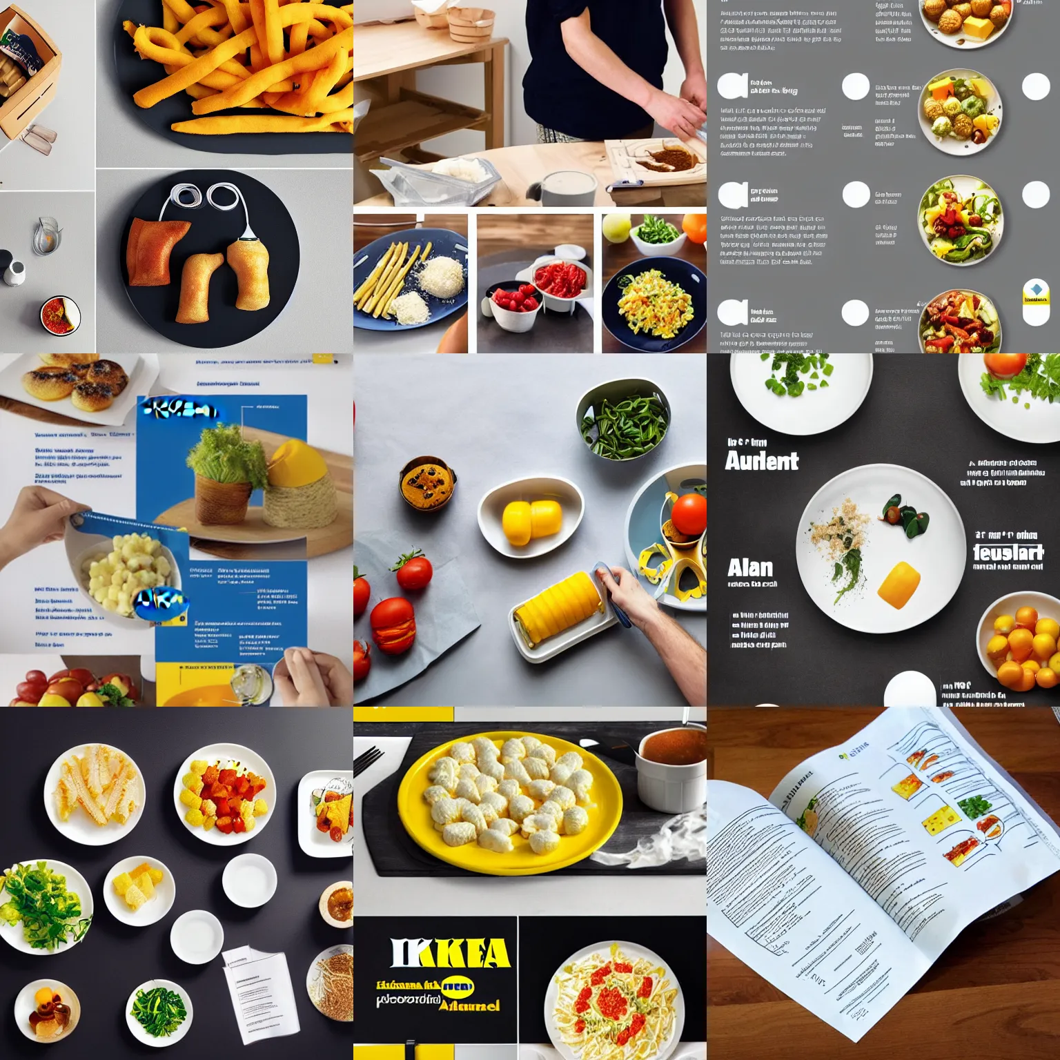 Prompt: ikea manual instructions on how to assemble food