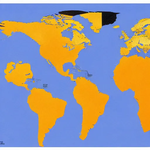 Image similar to a map of the world made out of cheese and wine