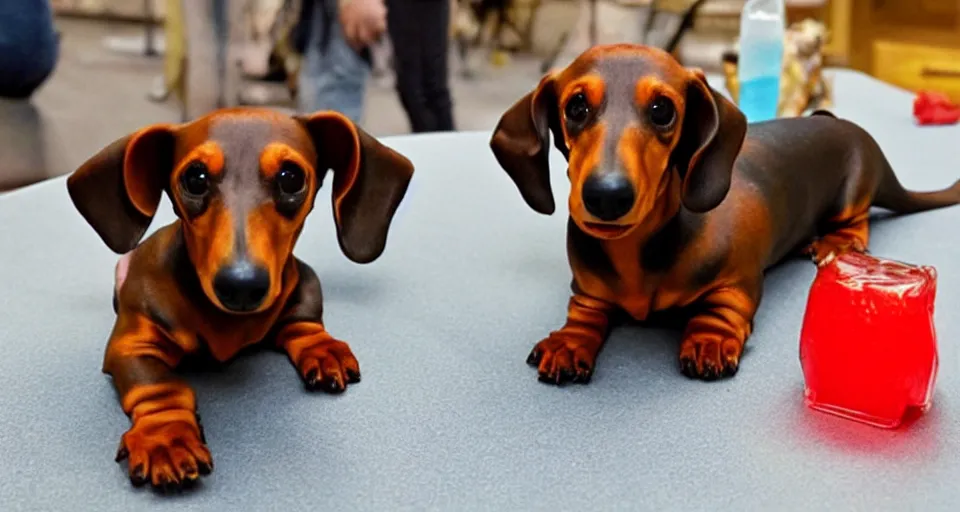 Prompt: a dachshund made out of jell - o