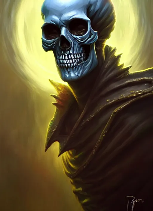 Image similar to a _ fantasy _ style _ portrait _ painting _ of skull head lich, dnd, wicked, oil _ painting _ unreal _ 5 _ daz. _ rpg _ portrait _ extremely _ detailed _ artgerm _ greg _ rutkowski _ greg