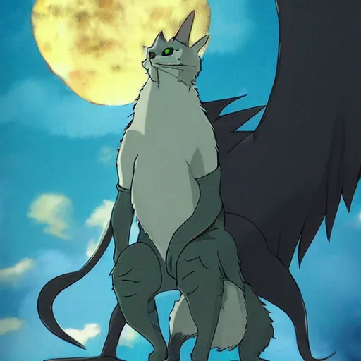 Prompt: catzilla, anime art.