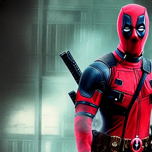 Image similar to deadpool as a ghostbuster in the movie ghostbusters