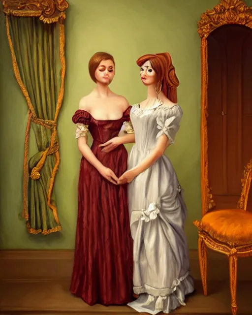 Prompt: art - by - fkey!! - trending - on - artstation - 4 k full - body painting of an elegantly dressed maid painterly museum - quality