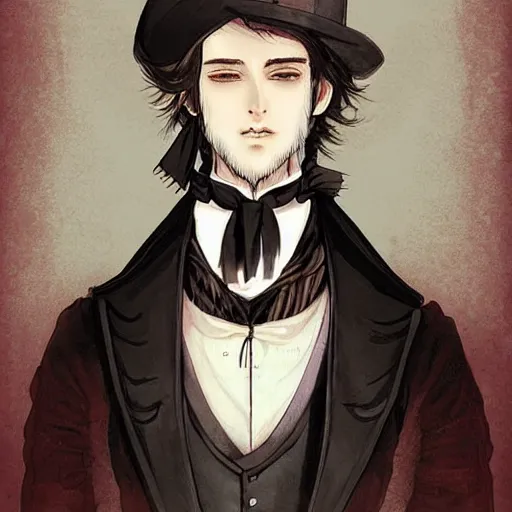 Prompt: Portrait a man in Victorian clothing, Art by Yana Toboso, manga, digital art