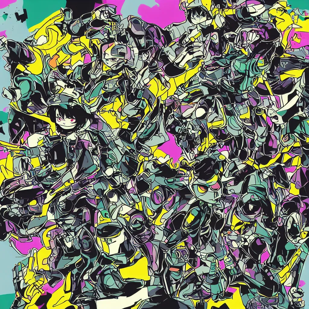 Image similar to human figures, ryuta ueda artwork, jet set radio artwork, stripes, gloom, space, cel - shaded art style, broken rainbow, ominous, minimal, cybernetic, dark, eerie, cyber