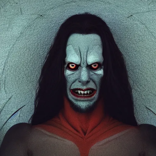 Image similar to photo full body portrait of morbius 2, depth of field, zeiss lens, detailed, symmetrical, centered, by edward robert hughes, connor hibbs, annie leibovitz and steve mccurry, david lazar, jimmy nelsson, breathtaking, 8 k resolution, extremely detailed, beautiful, establishing shot, artistic, hyperrealistic, beautiful face, octane render