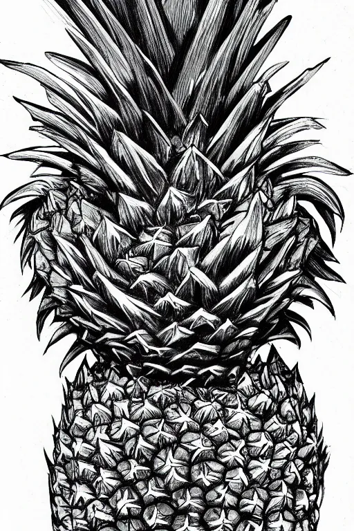 Image similar to pinapple humanoid figure monster, symmetrical, highly detailed, digital art, sharp focus, trending on art station, kentaro miura manga art style