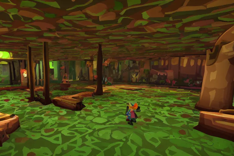 the main room in a 3d Zelda dungeon, Stable Diffusion