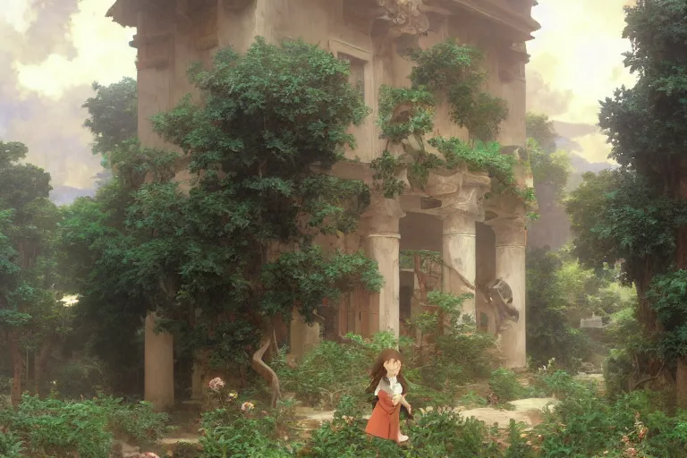 Image similar to detailed environment study lomo photo botw-studio-ghibli-William-Adolphe-Bouguereau-Hans-Zatzka #hyperreal #intricate #cinematic-composition, [32k hd]^10--w 450 | greek monoliths towering