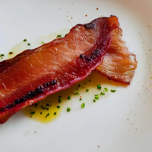 Image similar to high resolution photo of bacon, michelin star, very tasty, food photography, instagram, trending