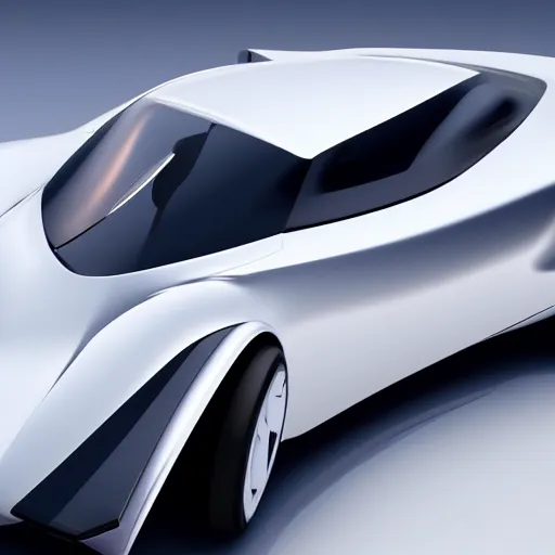 Image similar to a aerodynamic futuristic sports car from multiple perspectives, background is white, 3d render, 4k,