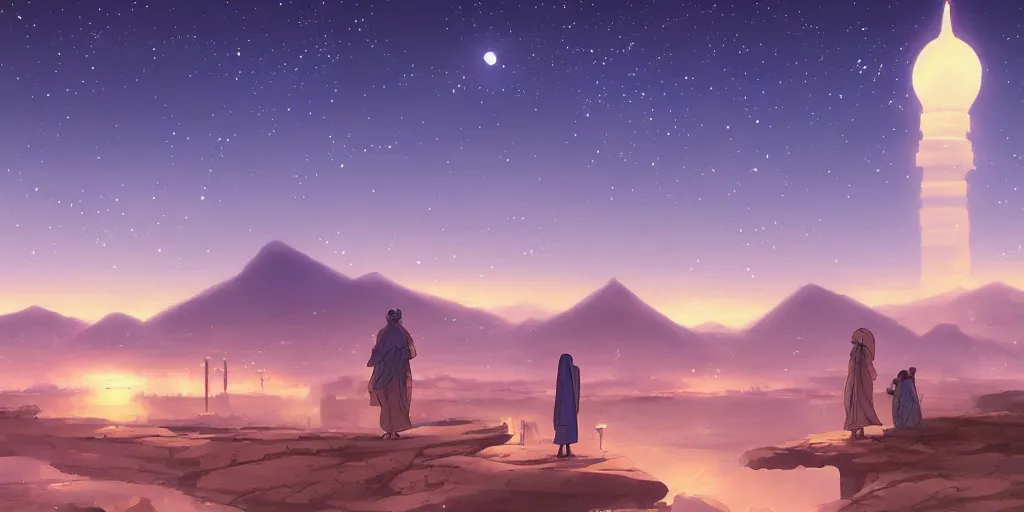 Prompt: arabian night landscape by makoto shinkai