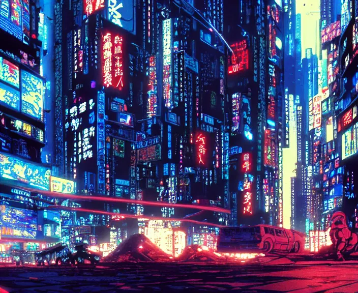 prompthunt: cyberpunk street view, film still from japanese