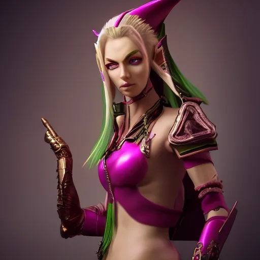 Image similar to portrait of a female high elf with magenta eyes, 3 d octane render trending on art station 8 k