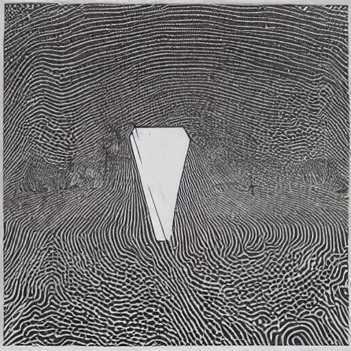 Prompt: 1970s Radiohead album cover artwork Stanley Donwood