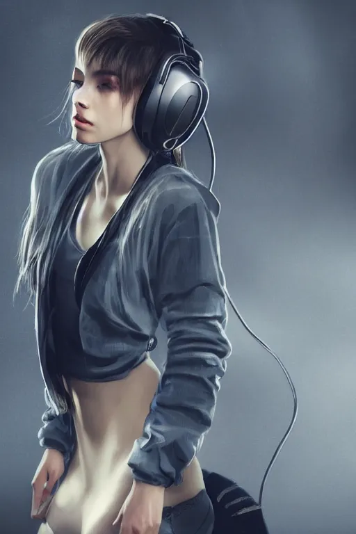 Prompt: A stunningly beautiful girl with headphones on, her clothes are made of dubstep, wub wub wub, dramatic lighting, cinematic, establishing shot, extremely high detail, foto realistic, cinematic lighting, post processed, concept art, high details, cinematic, 8k resolution, beautiful detailed, photorealistic, digital painting, artstation, concept art, smooth, sharp focus, artstation trending, octane render, unreal engine