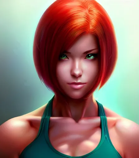 Image similar to beautiful portrait of a gorgeous personal trainer who looks like Samus Aran , character design by charlie bowater, ross tran, artgerm, and makoto shinkai, detailed, soft lighting, rendered in octane