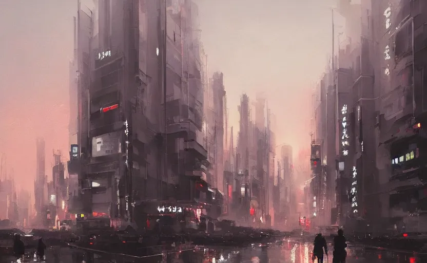 Image similar to A painting of Tokyo trending on artstation in the style of Greg Rutkowski