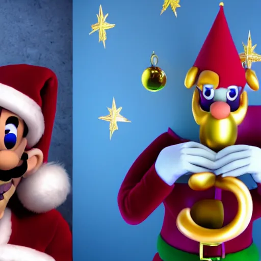 Image similar to a beautiful portrait of waluigi as as santa claus, ultra realistic details, 8 k