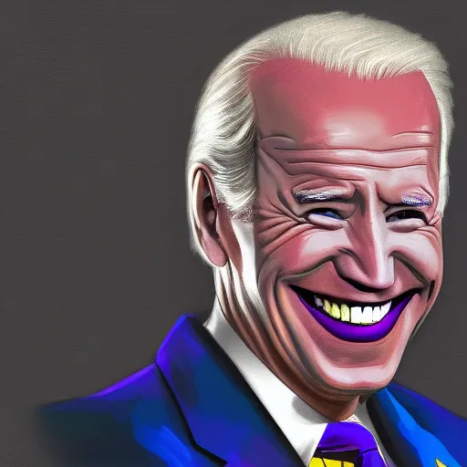 Image similar to Joe Biden as the Joker, digital painting, heavily detailed