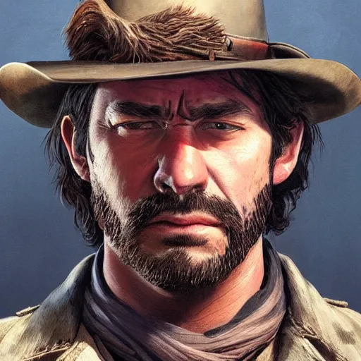 Image similar to portrait of arthrur morgan from the game red dead redemption two,digital art,ultra realistic,ultra detailed,art by greg rutkowski,detailed face