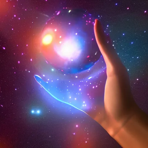 Prompt: the universe in someone's hand, 3 d render, octane, 4 k