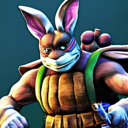 Image similar to the rabbit yojimbo from teenage mutant ninja turtles 4 k hyperdetailed photorealism hdr