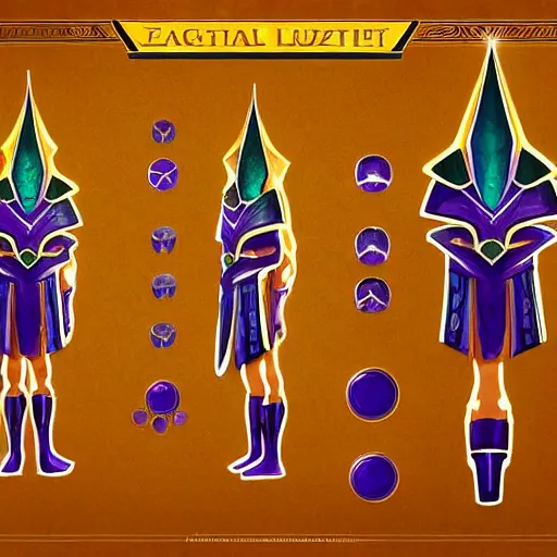 Image similar to azir league of legends armor fanart egyptian helmet ref sheet epic cinematic atmospheric menacing imposing ornate purple glowing eyes detailed digital art lineart shaded deviantart artstation 4 k