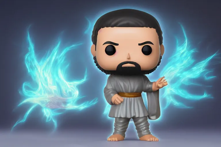 Image similar to an ultra detailed picture of the prophet mohammed as a funko pop, epic anime fantasy, 8 k, volumetric lighting, smooth, highly detailed, digital illustration, art by kentaro miura and akira toriyama and albert bierstadt and greg rutkowsi, artstation