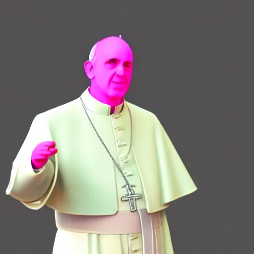 Prompt: neon pope francis, 3 d render, post - processing