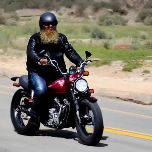 Prompt: elon musk wearing a long beard joining the mujahideen while riding a motorcycle, sharp focus, smooth, fine details