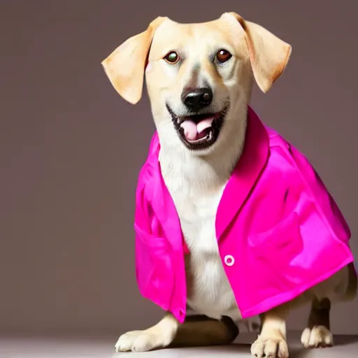 Image similar to a dog with a pink lab coat, stock photo