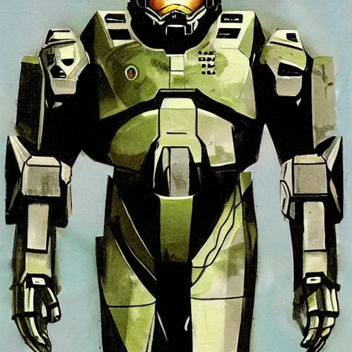 Prompt: Master Chief, by Dave McKean