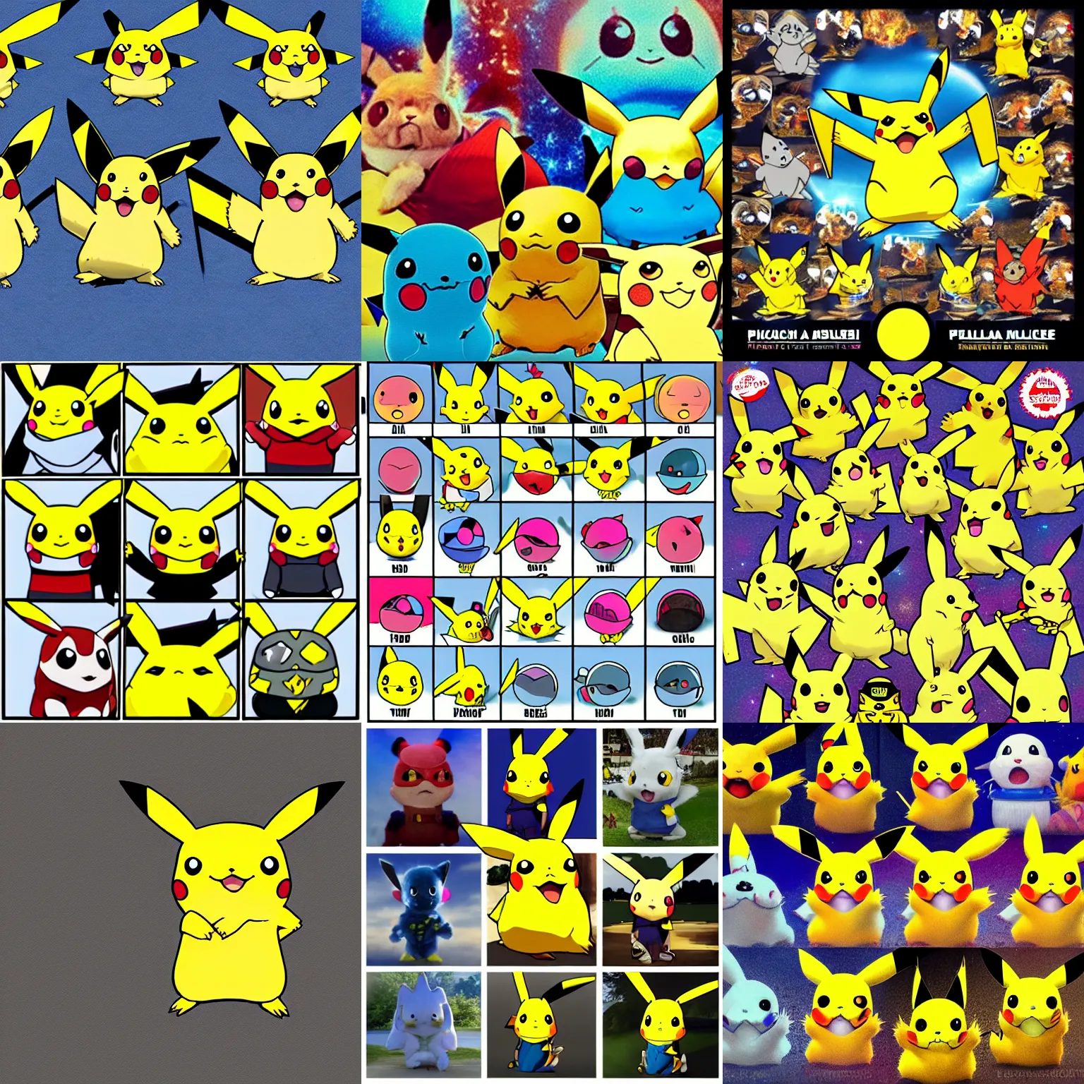Prompt: pikachu, multiverse variations