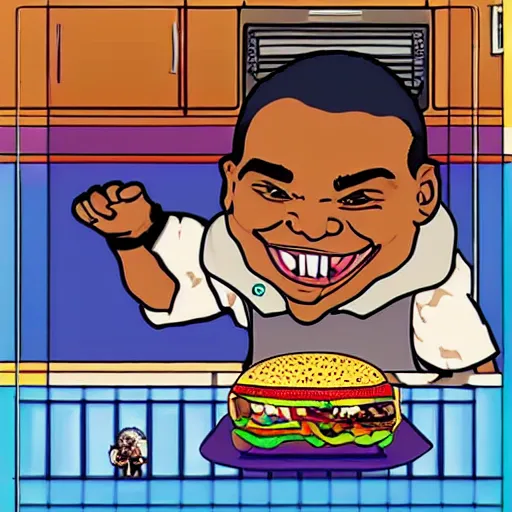 Image similar to mike tyson mukbang, hyperrealistic, garbage pail kids