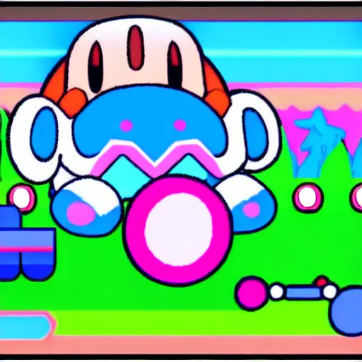 Image similar to kirby consuming himself, kirby's dreamland gameplay