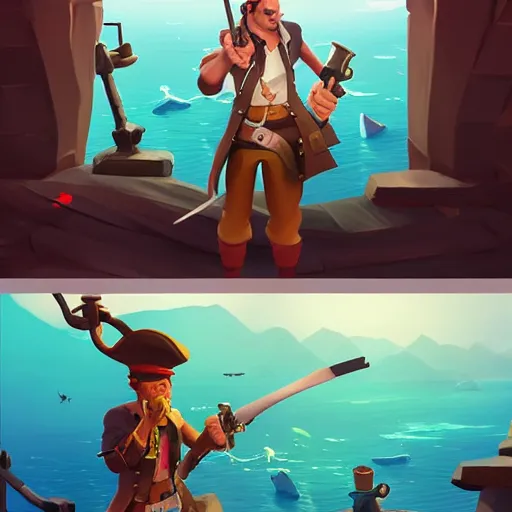 Image similar to painting jack the pirate on sea of thieves game avatar hero smooth face median photoshop filter cutout vector behance hd by jesper ejsing, by rhads, makoto shinkai and lois van baarle, ilya kuvshinov, rossdraws, illustration, art by ilya kuvshinov and gustav klimt