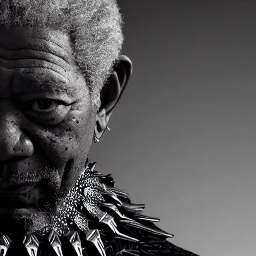 Image similar to morgan freeman as black panther. professional high budget studio portrait