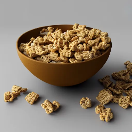 Prompt: brutalist bowl of cereal, 8 k, 3 d octane render, unreal engine