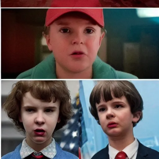 Image similar to donald trump in stranger things, stranger things style