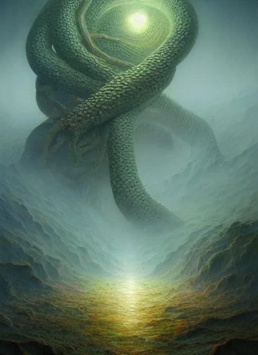 Image similar to a long forgotten centipede creatue with human arms and a pale human face, in the style of tomasz alen kopera and fenghua zhong and peter mohrbacher, mystical colors, rim light, beautiful lighting, 8 k, stunning scene, raytracing, octane, trending on artstation