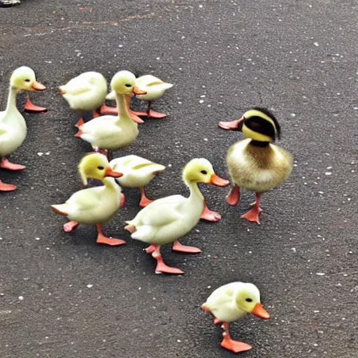 Prompt: a city of really cute little ducks