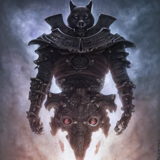 Prompt: berserk skullknight black armor, anthropomorphic shiba inu, shiba inu face, stuning 3 d render, masterpiece, glowing black aura, foggy dark graveyard, by donato giancola and greg rutkowski and wayne barlow and zdzisław beksinski, realistic face