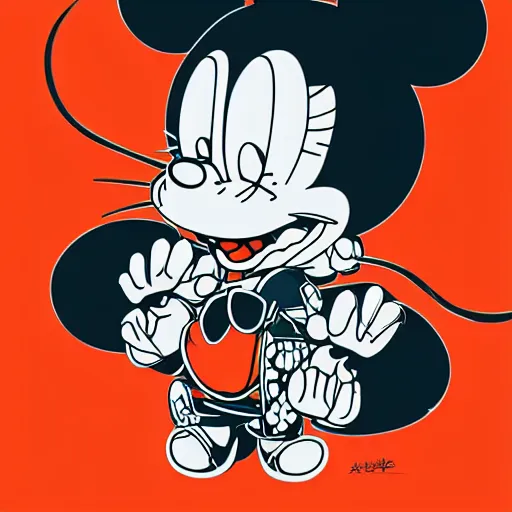 Highly detailed portrait of Mickey Mouse as a Simpsons character