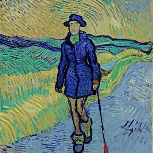 Image similar to julia robberts nordic walking by van gogh