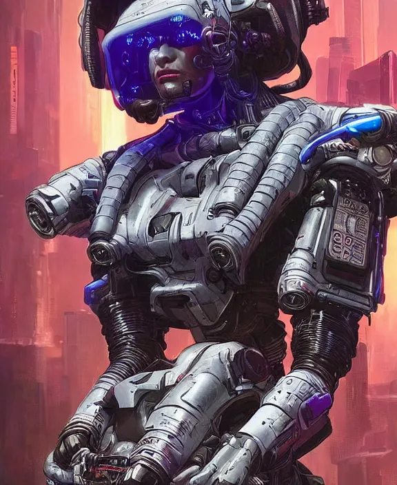 Image similar to cyberpunk digital illustration pathfinder robot from apex legends ( cyberpunk 2 0 7 7 character design ), portrait by james gurney and laurie greasley, concept art, cinematic composition, hyper realism, photorealistic, dramatic lighting, highly detailed, vintage sci - fi