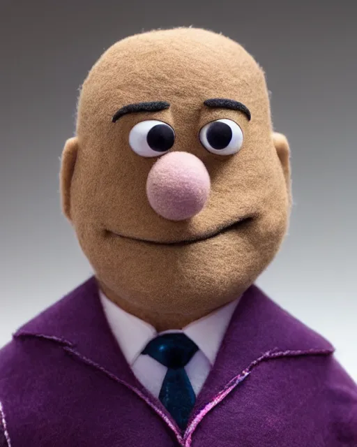 Image similar to hank schrader as a muppet. highly detailed felt. hyper real photo. 4 k.