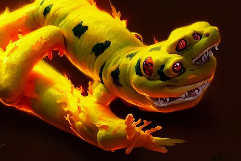 Prompt: fire salamander, photorealistic, trending on artstation, by bayard wu, anna podedworna, gaston bussiere, greg rutkowski